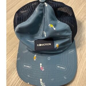 Flomotion Blue Graphic Print Trucker Hat Mesh Snapback Cap O/S